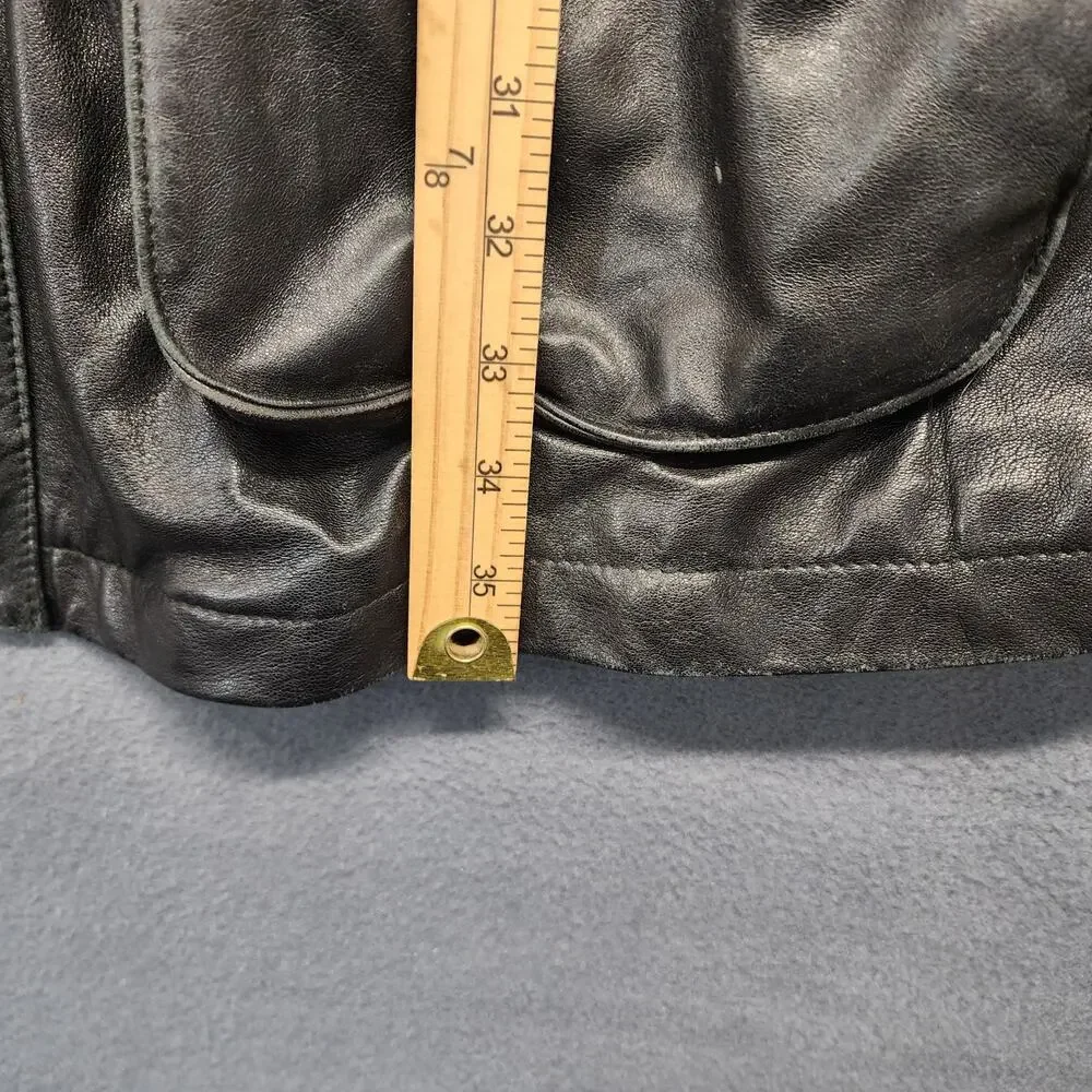 Wilsons Leather Coat Mens XL Black Distressed Pockets Winter Quilted Lining